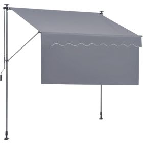 Manual Retractable Awning, 78" Outdoor Retractable Patio Awning Sunshade Shelter