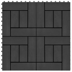 11 pcs Decking Tiles WPC 11.8"x11.8" 1 sqm Black