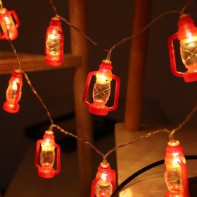 Halloween Retro Kerosene Lamp Style Holiday Room Decorative String Lights (Option: Red-1.5M 10Light Battery Type)