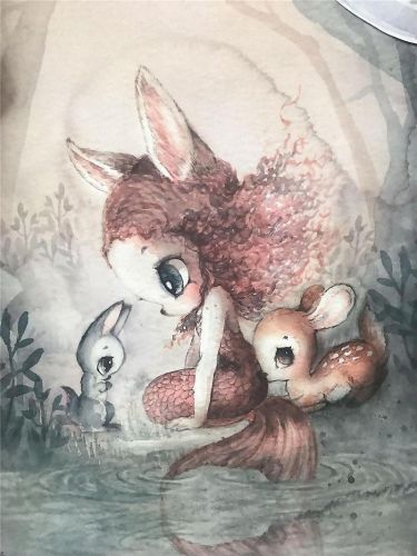 New Nordic Hand Painted Miss Rabbit Children's Room Decorative Painting Core