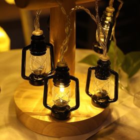 Halloween Retro Kerosene Lamp Style Holiday Room Decorative String Lights (Option: Black-1.5M 10Light Battery Type)