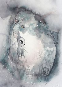 New Nordic Hand Painted Miss Rabbit Children's Room Decorative Painting Core (Option: Drawing core3813-40X60cm)
