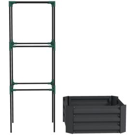 Galvanized Planter Box, 24" x 24" x 55" Raised Garden Bed with Tomato Cage for Climbing Vines, Dark Gray (Option: Dark Gray-605x350x120 mm)