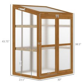 Outsunny Wooden Cold Frame Greenhouse Small Mini Planter Box (Option: Brown)