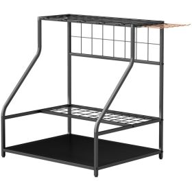 3-Tier Yard Tool Storage Rack, Garden Tool Organizer with Hooks for Long-Handled, Broom, Shovel, Orange (Option: Orange-810x610x130 mm)