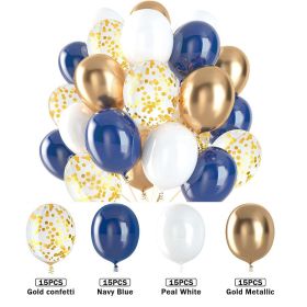 60PCs Latex Sequins Combination Balloon Beam Metal (Option: Metal Gold Ink Blue)