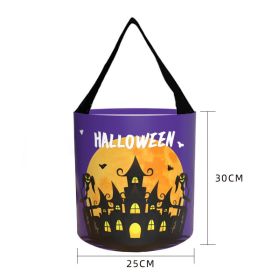 Glowing Halloween Candy Bag Portable LED With Light (Option: Purple castle-25X30CM with light)