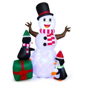 Happy Christmas Holiday Yard Decorations Inflatable W/ LED Lights (Color: White & Green)