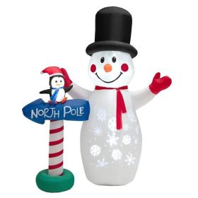 Happy Christmas Holiday Yard Decorations Inflatable W/ LED Lights (Color: White)