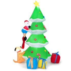 Happy Christmas Holiday Yard Decorations Inflatable W/ LED Lights (Color: Green)