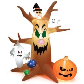 Halloween Outdoor Spoof Tree Monster Ghost Blow Up Yard Decoration W/ Built-In Led Lights (Color: Orange)