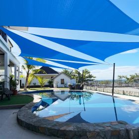 Artpuch Custom Size Sky Blue Sun Shade Sail Triangle Canopy 185 GSM Durable Fabric UV Block Awning for Outdoor Patio Garden Backyard (Customized (Color: Sky Blue, size: 07x11x13)