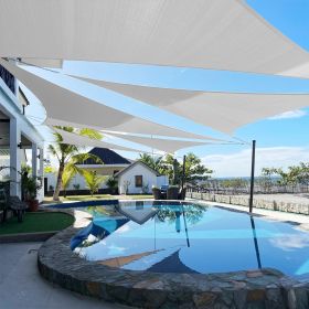 Artpuch Custom Size Light Gray Sun Shade Sail Triangle Canopy 185 GSM Durable Fabric UV Block Awning for Outdoor Patio Garden Backyard (Customize (Color: Light Gray, size: 11X16X16)