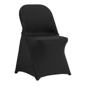 Stretch Spandex Folding Chair Covers, Universal Fitted Chair Cover, Removable Washable Protective Slipcovers, for Wedding, Holiday, Banquet, Part (Color: Black, Quantity: 100 pcs)