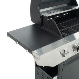Propane Grill 3 Burner Barbecue Grill Stainless Steel Gas Grill with Side Burner, 37,000 BTU Outdoor Cooking, Patio, Garden Barbecue Grill (Color: as Pic)