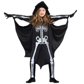 Halloween Children's Clothing Cape Cloak Women (Option: Black Skull-150)