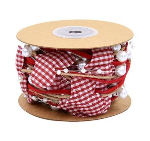 Decorations Red Five-pointed Star Ribbon Bow Christmas Pendant (Option: 2style-5M Ã— 3cm)