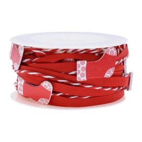 Decorations Red Five-pointed Star Ribbon Bow Christmas Pendant (Option: 12style-5M Ã— 3cm)