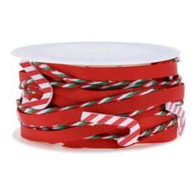 Decorations Red Five-pointed Star Ribbon Bow Christmas Pendant (Option: 11style-5M Ã— 3cm)