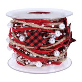 Decorations Red Five-pointed Star Ribbon Bow Christmas Pendant (Option: 6style-5M Ã— 3cm)