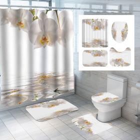 Digital Printing Polyester Shower Curtain Bathroom Pansy Reflection (Option: Cx852-165x180)